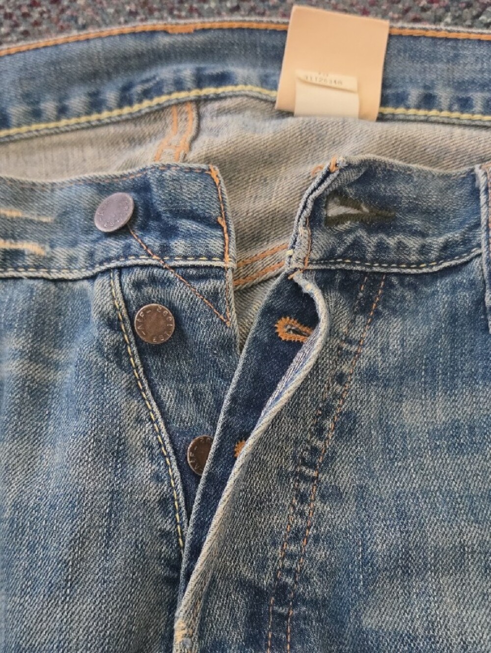 Vintage Y2K Abercrombie & Fitch Distressed Light Blue Straight-Leg Jeans Size 34 - Picture 6 of 14